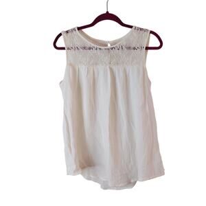 Women's 1X Knox Rose Sleeveless Blouse Top Cotton Blend White Extra Soft
